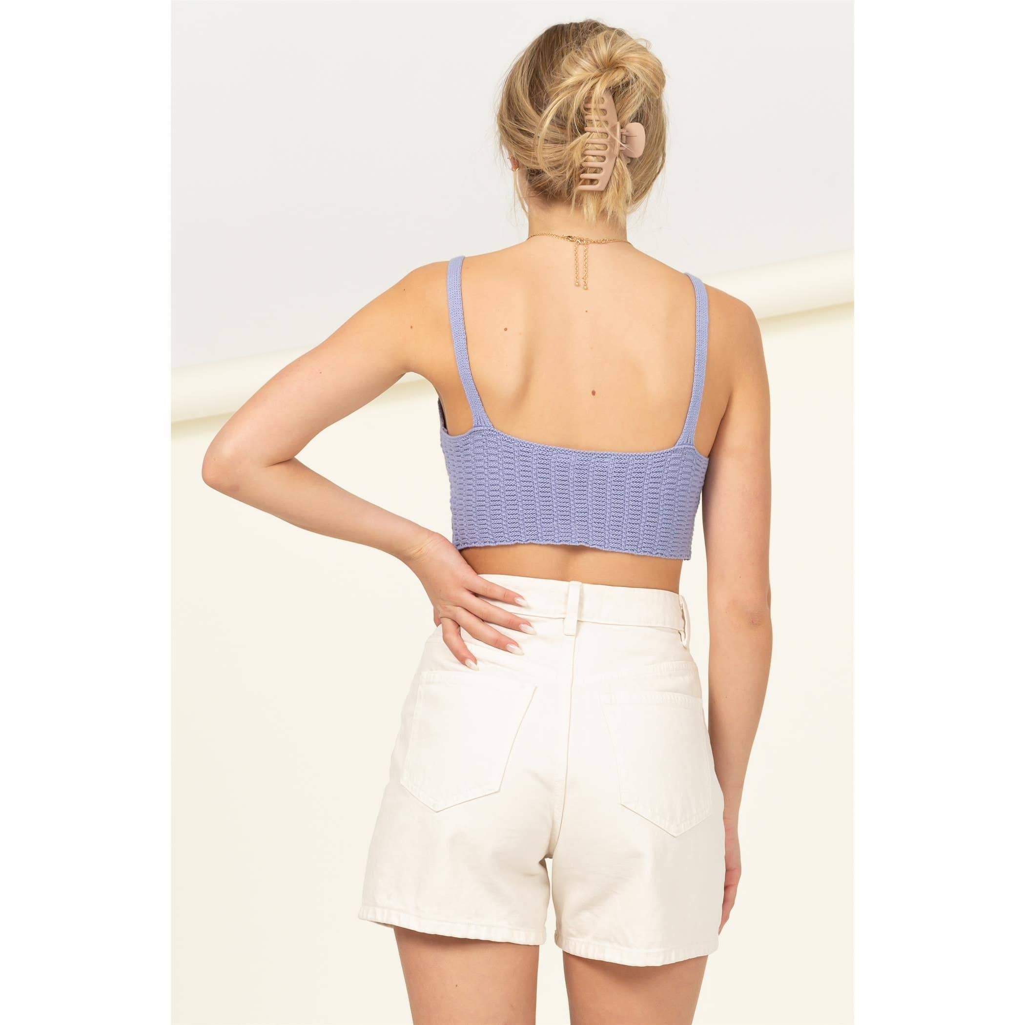 Crochet Knit Bralette: PASTEL VIOLET