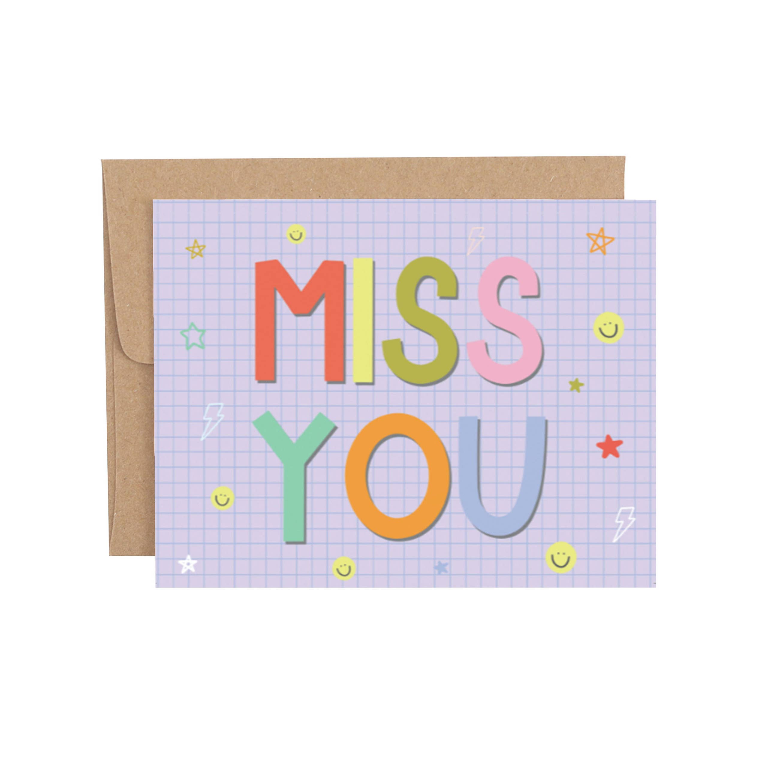 Miss You Grid Friendship Greeting Card