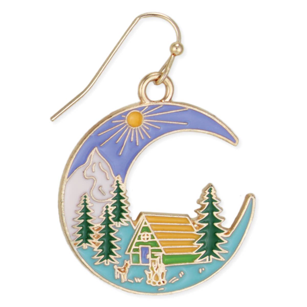 Cabin in the Wood Crescent Enamel Earrings