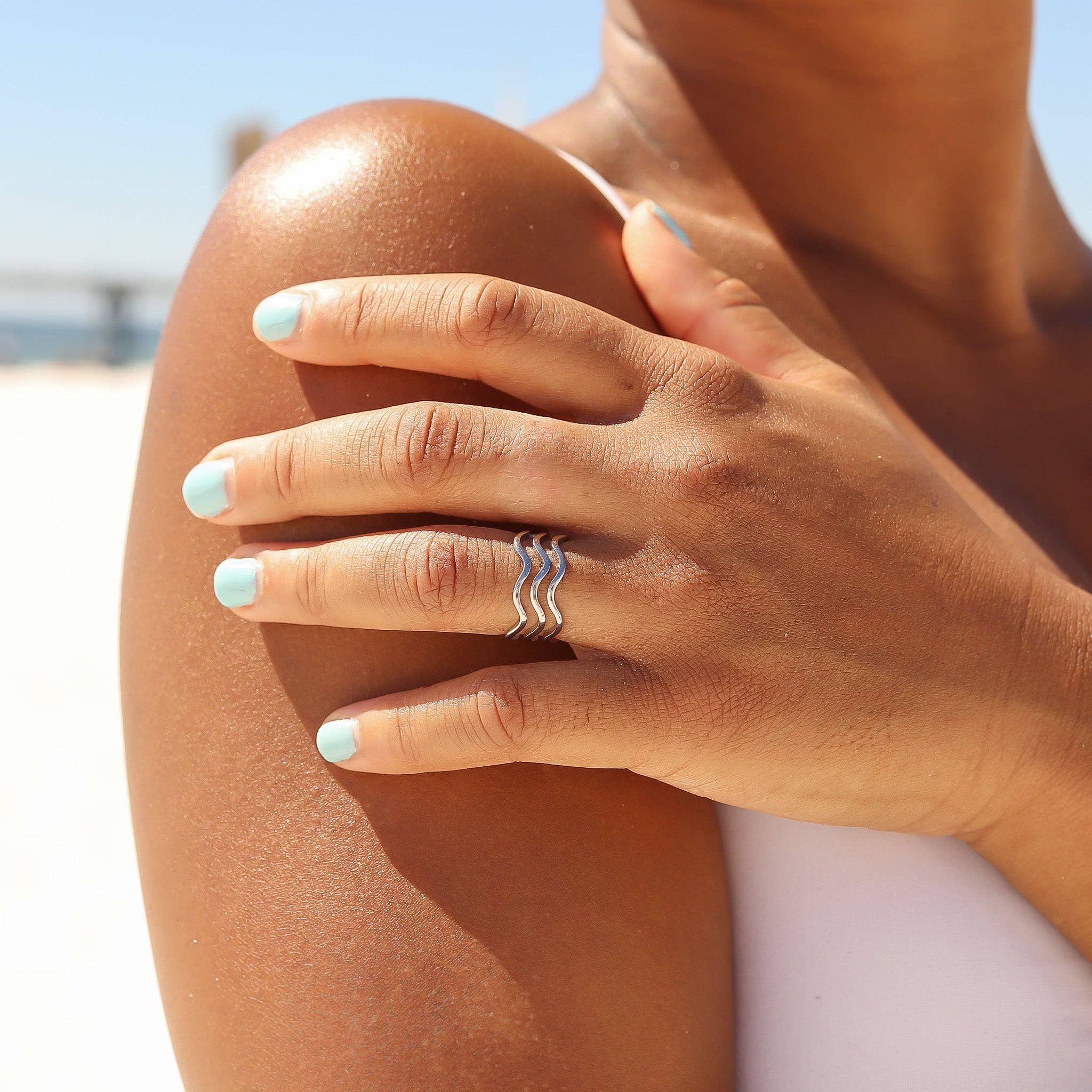 Triple Wave Geometric Ring: Stainless, 6