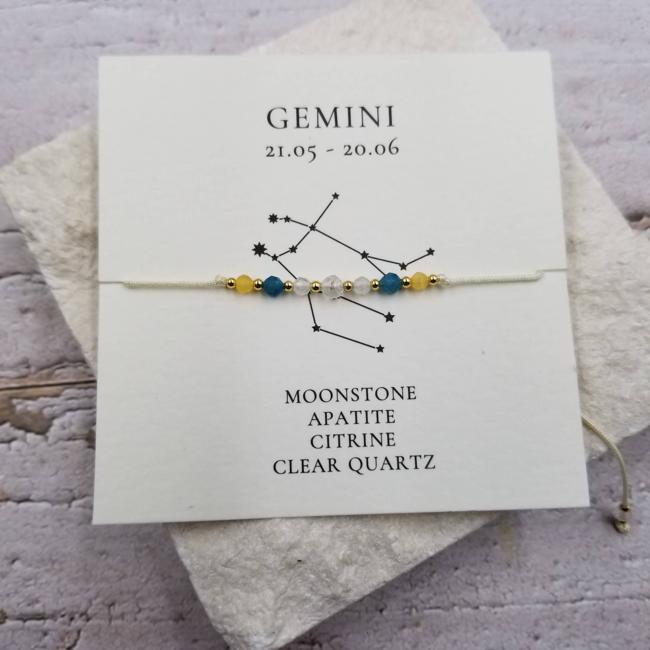 Constellation Natural Stone Bead Friendship Bracelet: GEMINI