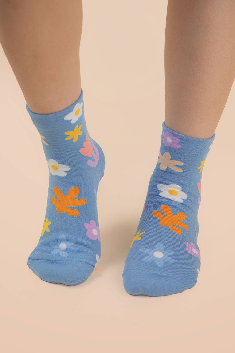 Floral print causal socks: Yellow