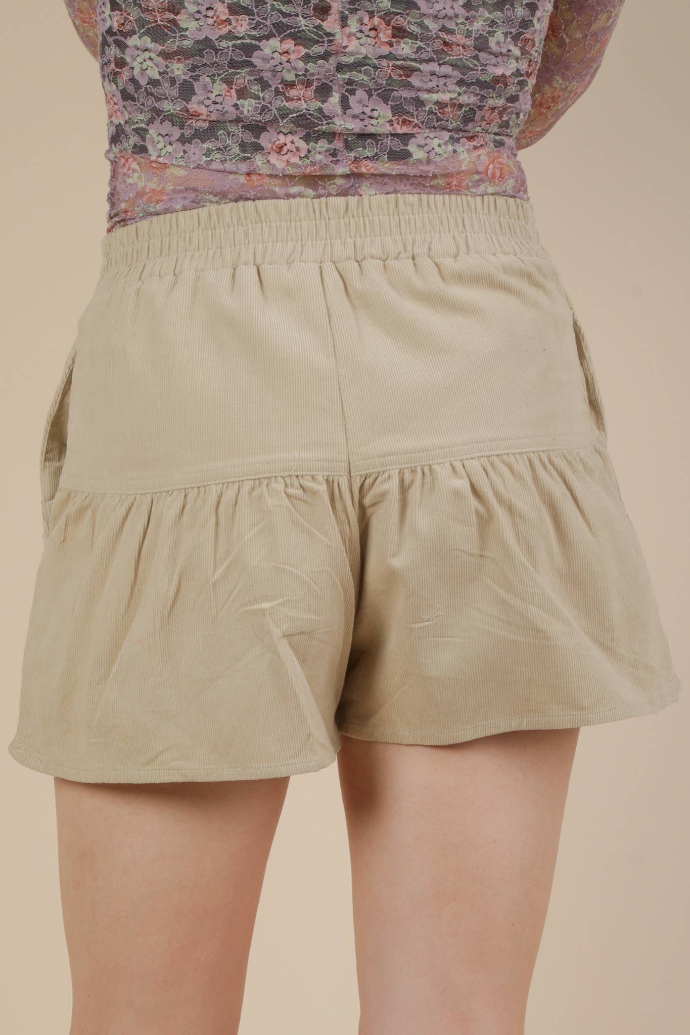 Corduroy Button Down Shorts W/ Pockets: WINE