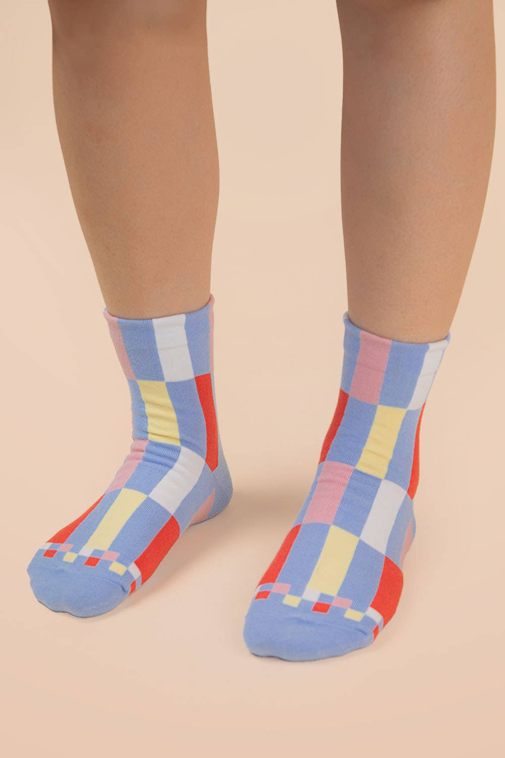 Color block casual socks: SKY
