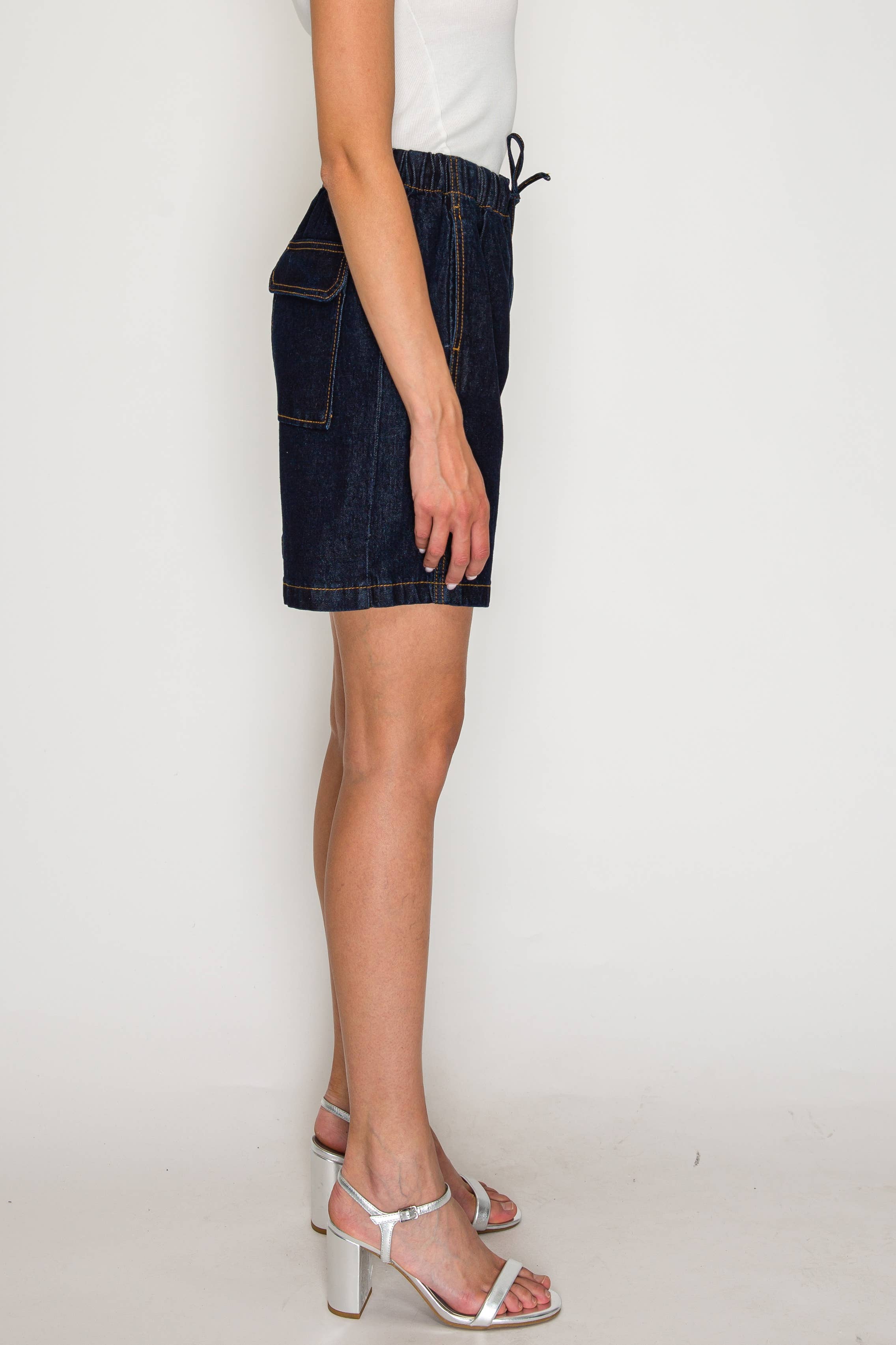 HIGH RISE BERMUDA WITH DRAWSTRING JEANS: 10