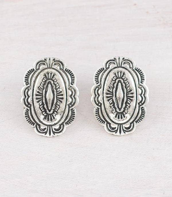 Concho Earrings: Silver