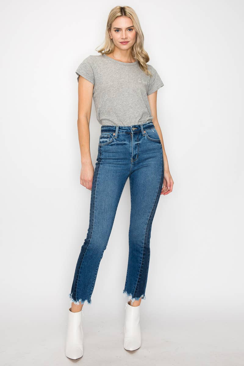 HIGH RISE SLIM STRAIGHT JEANS: DARK, 11