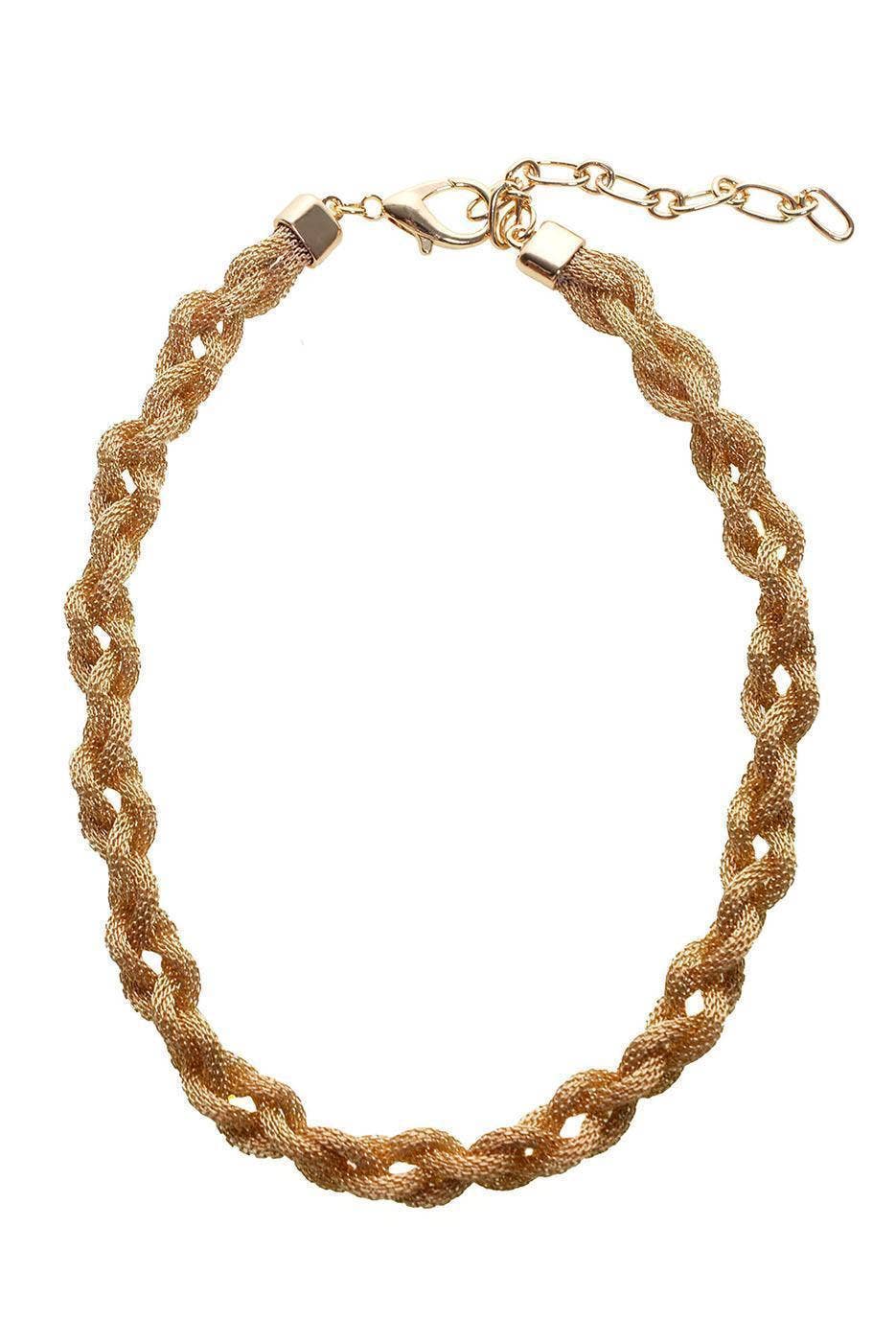 Braided Mesh Necklace: Gold