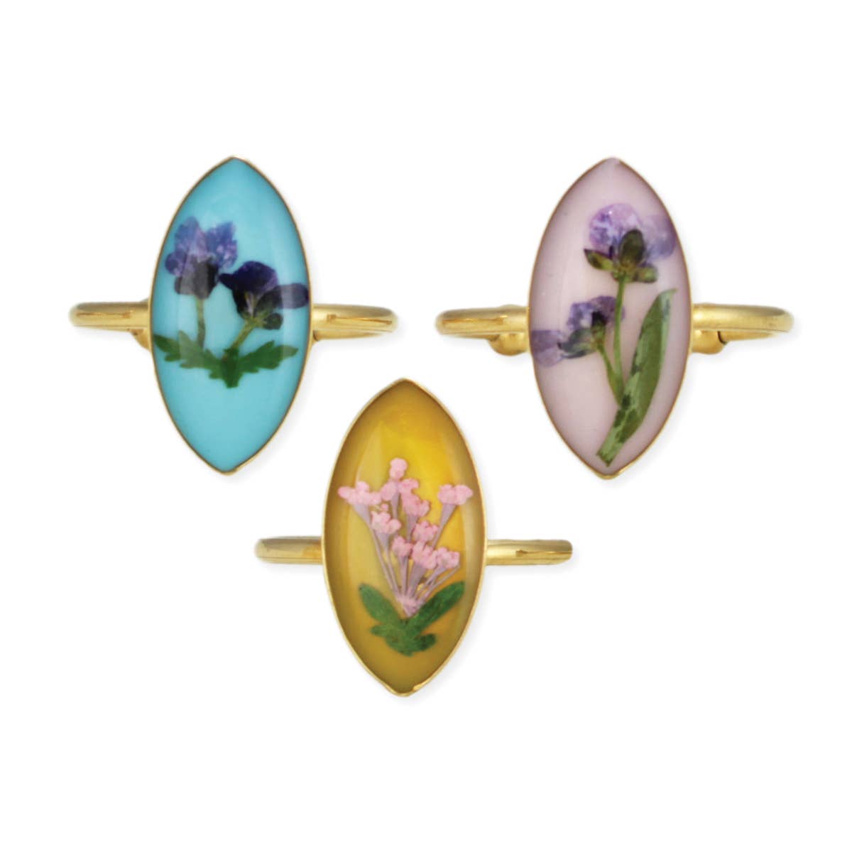 Marquis Adjustable Gold Dried Flower Ring