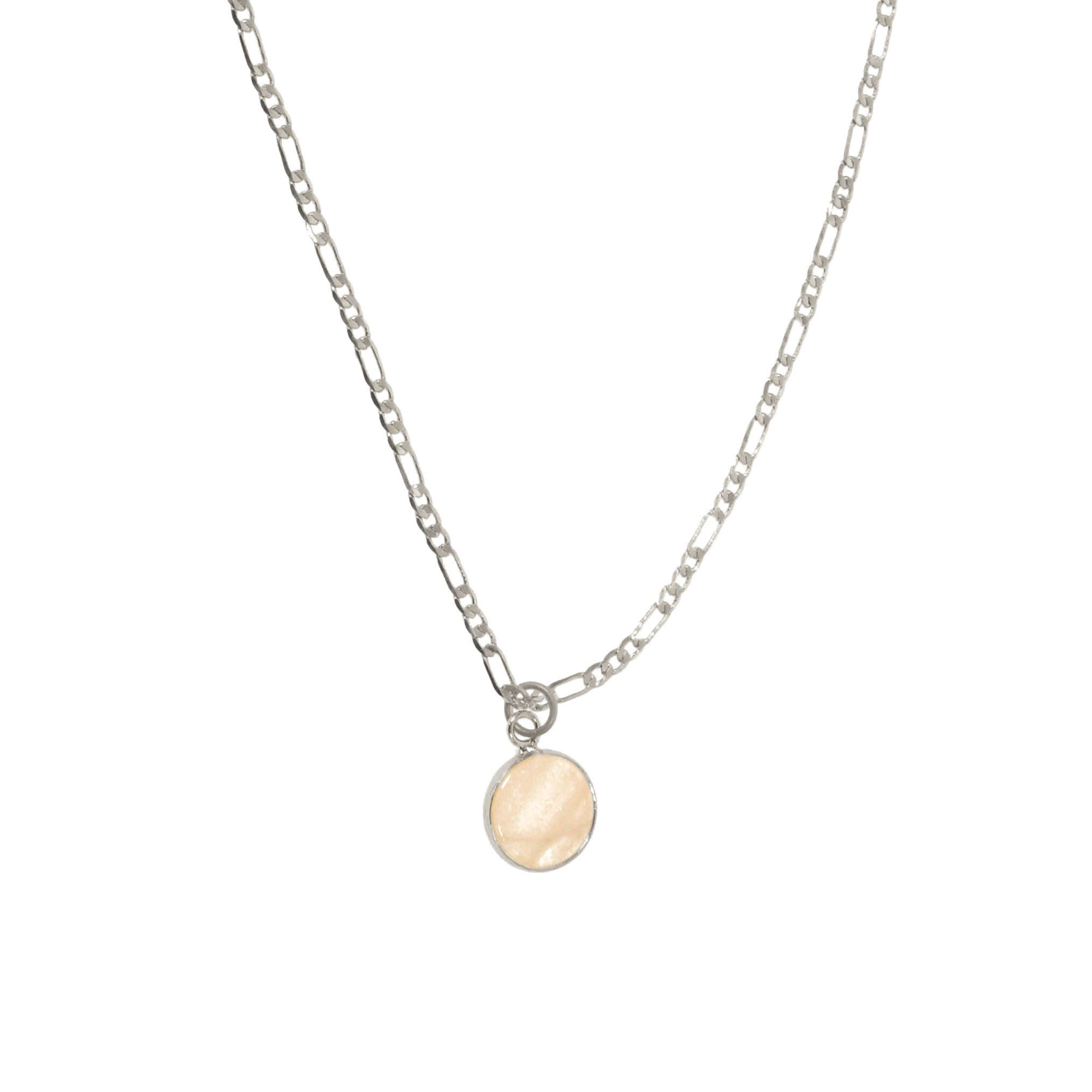 16" +3 Pink Pendant Necklace: Silver