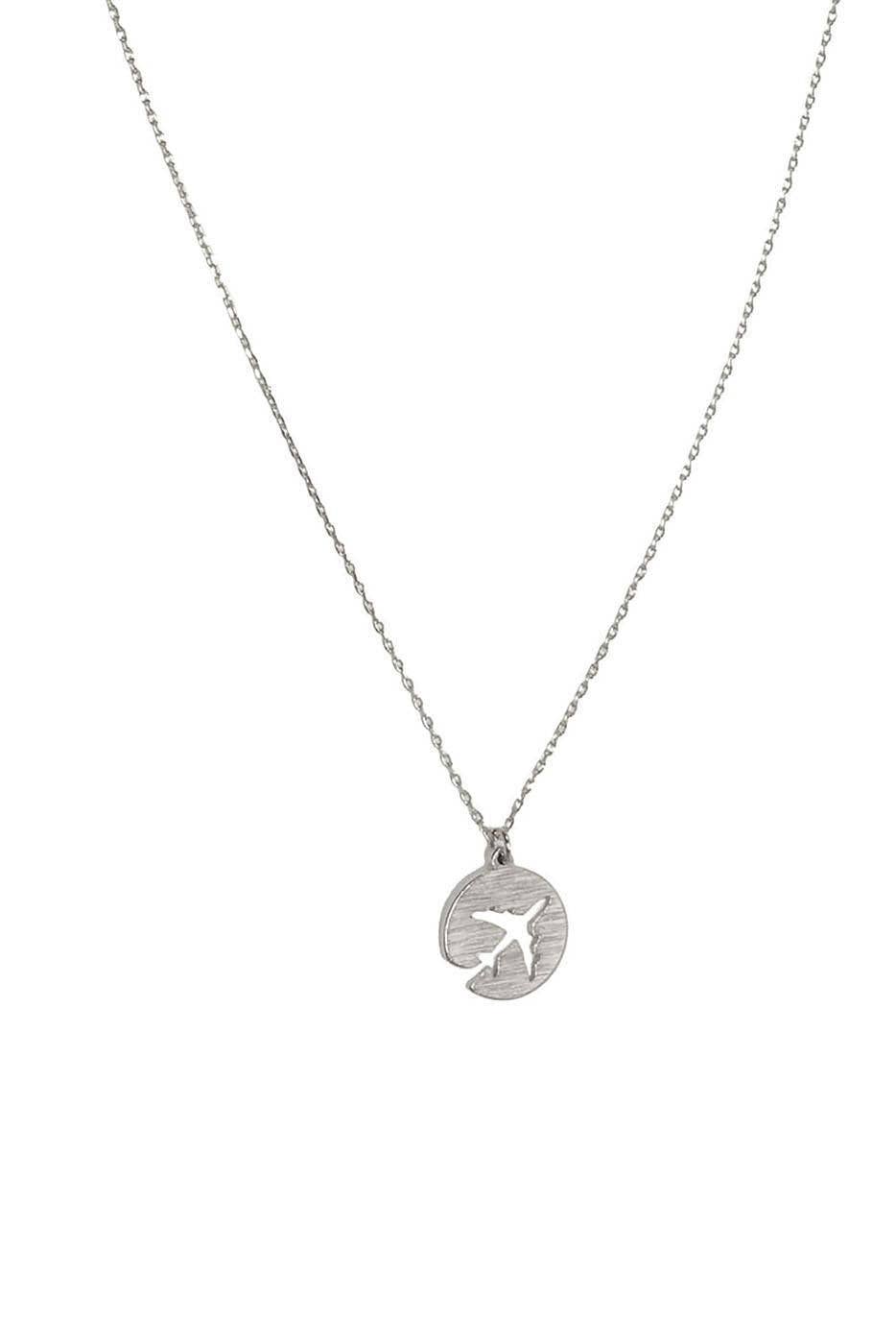 Airplane Pendant Water Resistant Necklace: Silver