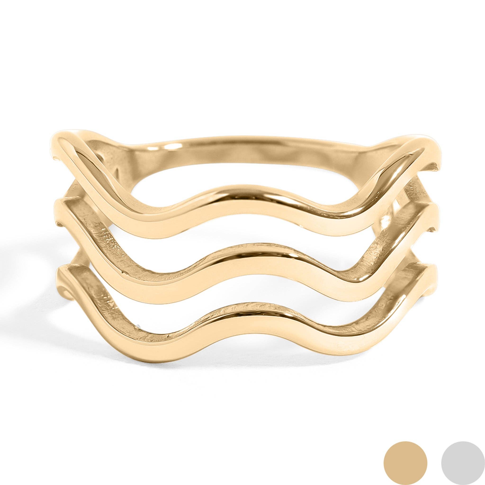 Triple Wave Geometric Ring: Gold, 6