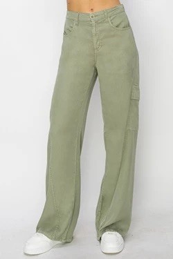 HIGH RISE WIDE CARGO TENCEL PANTS