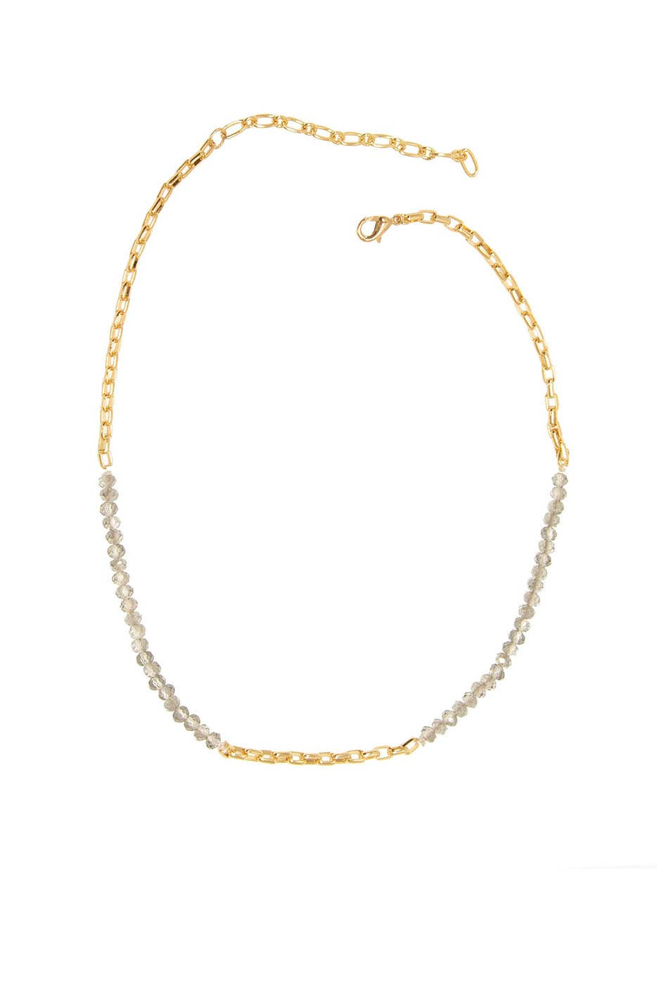 Gold Chain & Bead Necklace: Grey