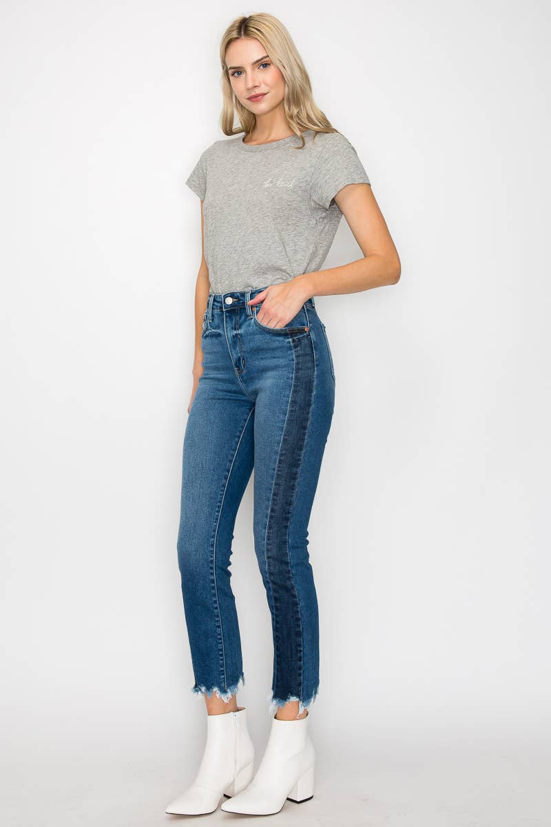 HIGH RISE SLIM STRAIGHT JEANS: DARK, 11