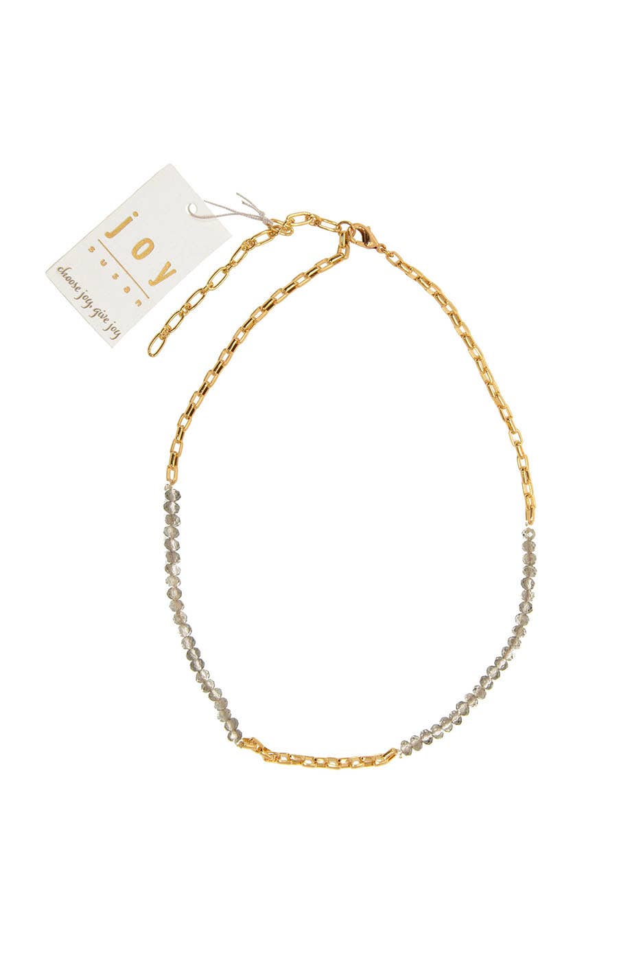 Gold Chain & Bead Necklace: Grey