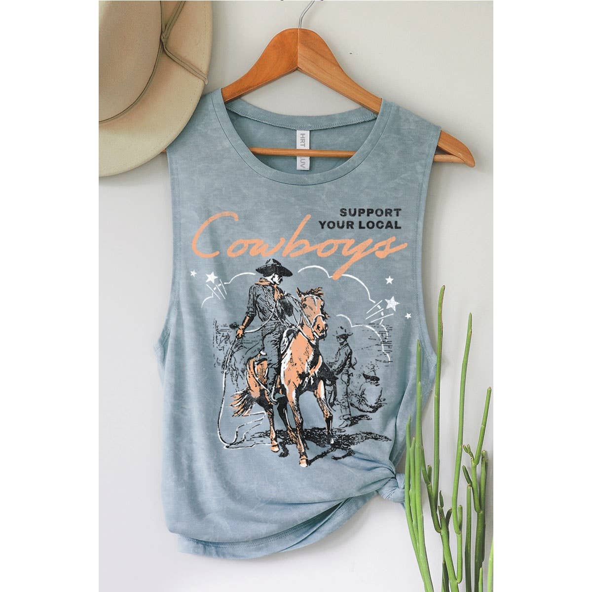 SUPPORT YOUR LOCAL COWBOY GRAPHIC TANK: BLUE, S