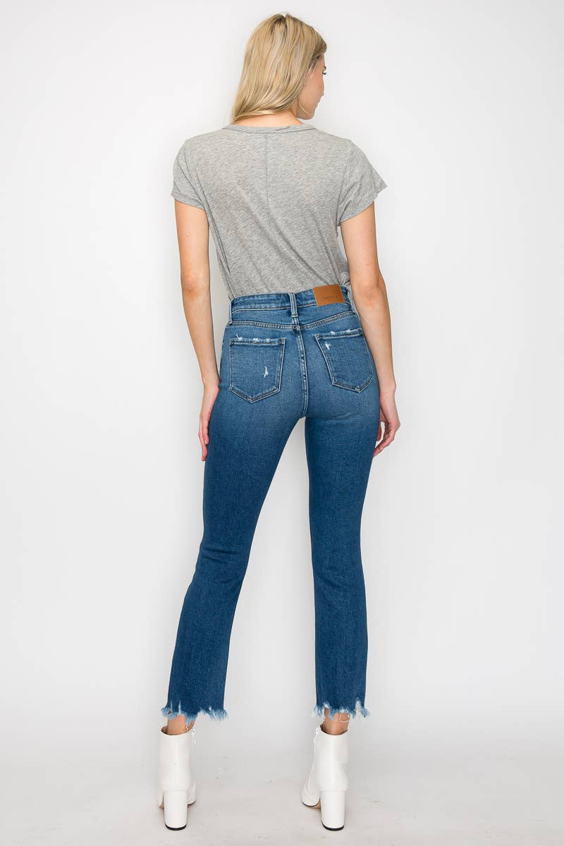 HIGH RISE SLIM STRAIGHT JEANS: DARK, 11