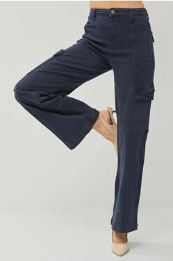 BLUEBERRY HIGH RISE WIDE CARGO PANTS
