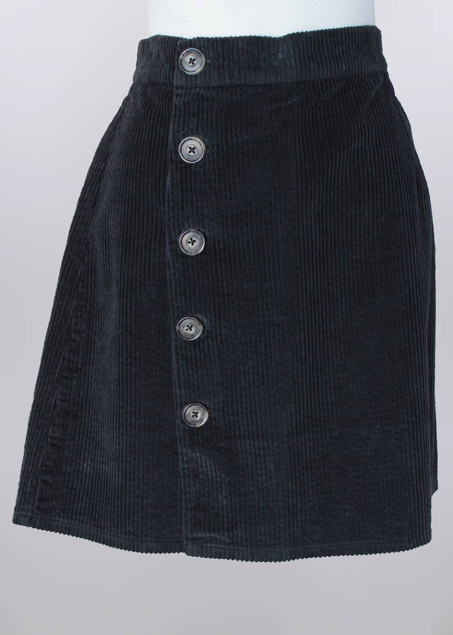 Black Button Down Skirt: L