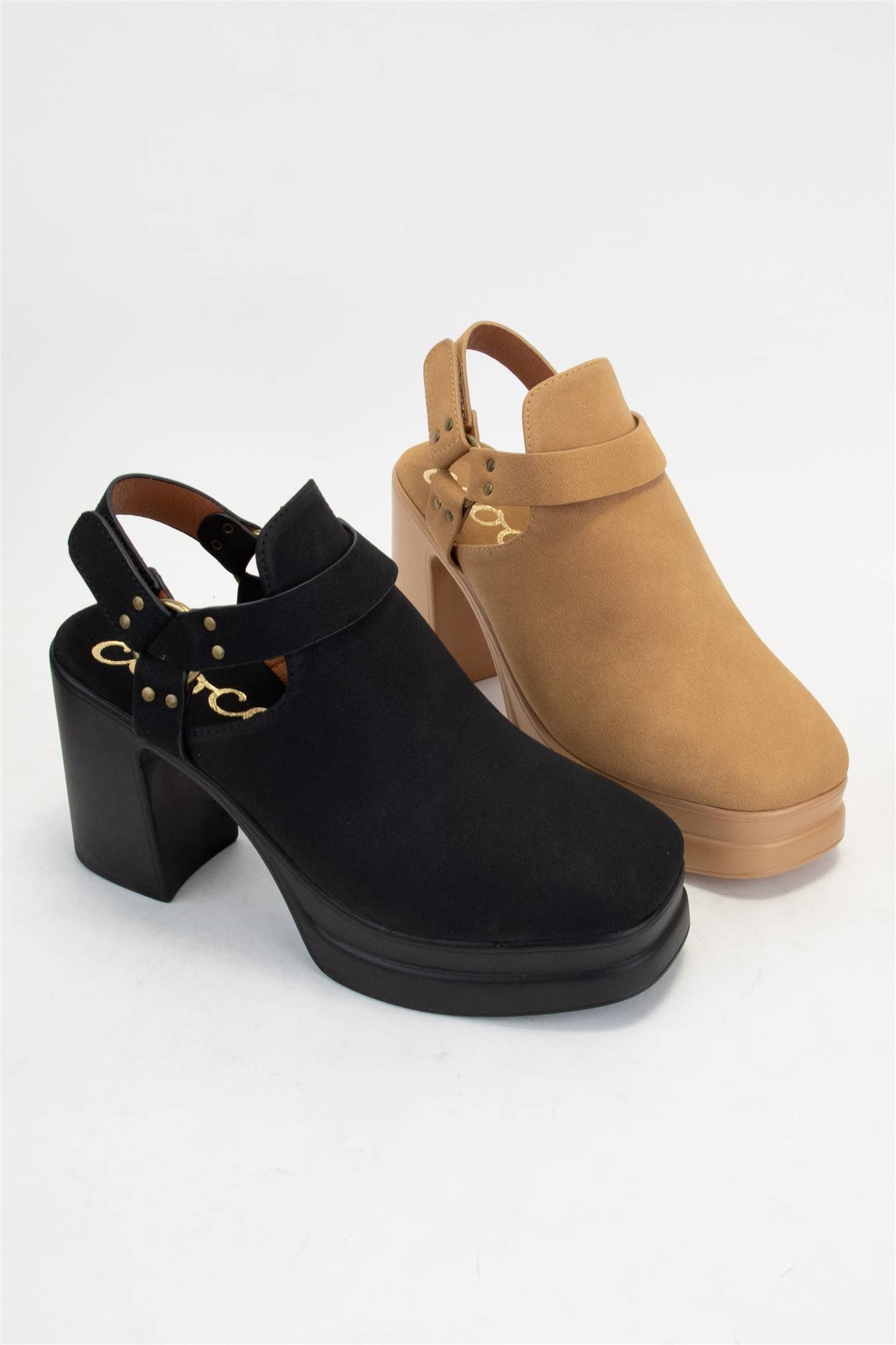 PALAZZO Slingback Cutout Platform Bootie Chunky Block Heel: TOFFEE