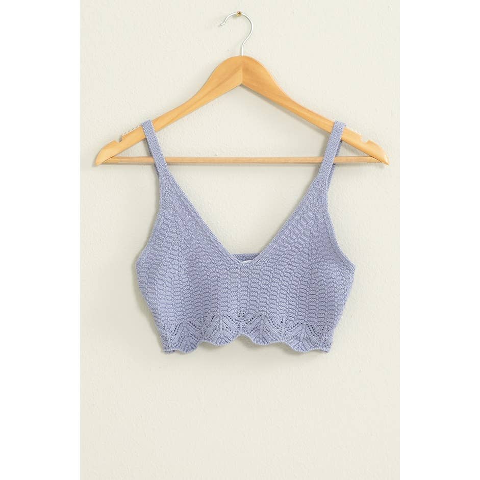 Crochet Knit Bralette: PASTEL VIOLET